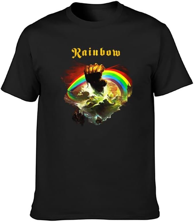 Rainbow Rising Rock N Roll Heavy Metal Music Band O-Neck Unisex 100% Cotton Short-Sleeve T-Shirts Black