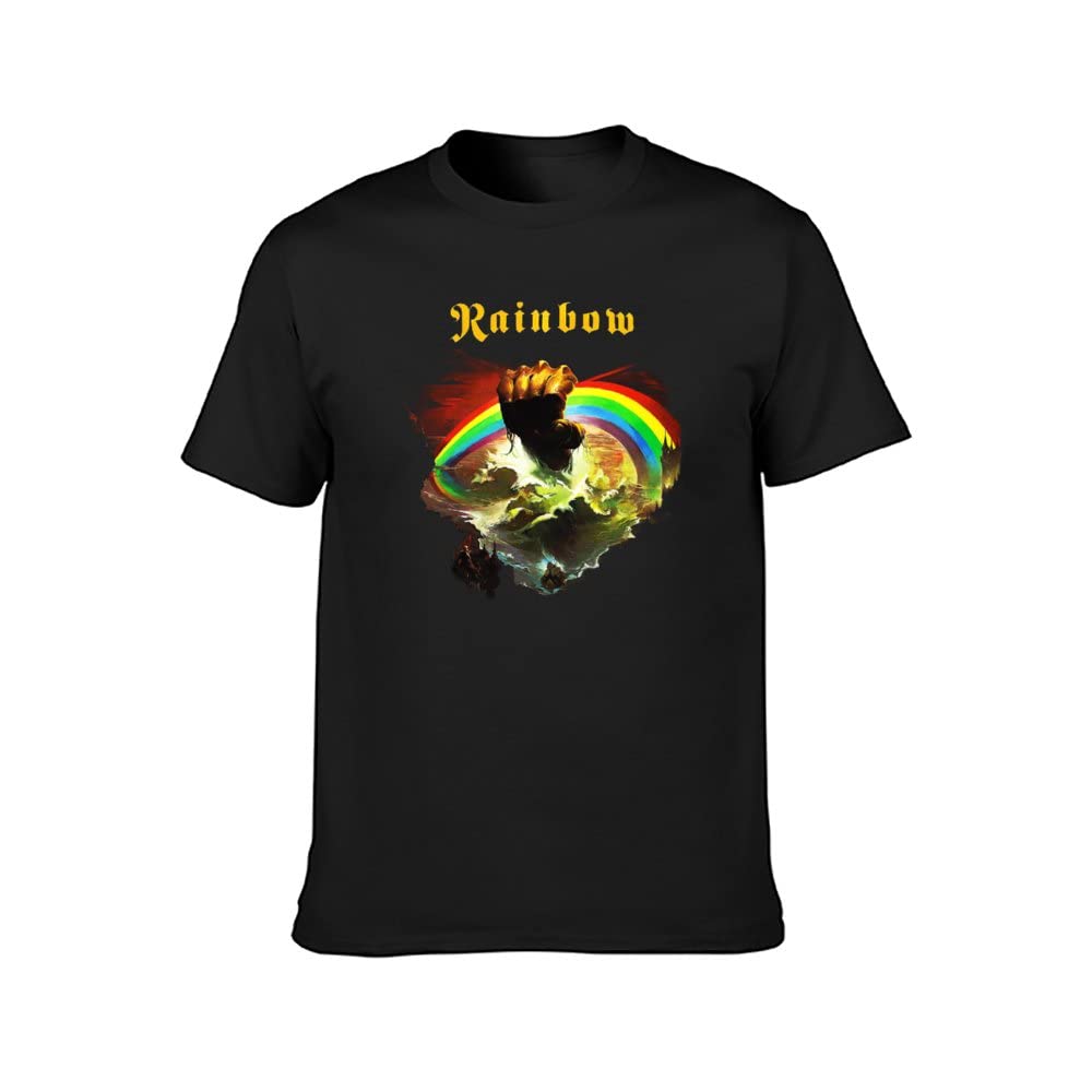 Rainbow Rising Rock N Roll Heavy Metal Music Band O-Neck Unisex 100% Cotton Short-Sleeve T-Shirts Black