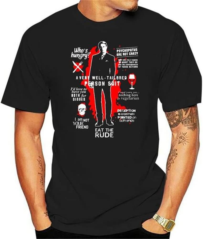 Summer T Shirt Hannibal Quotes Men T-Shirt Mads Mikkelsen Tee Black L Black