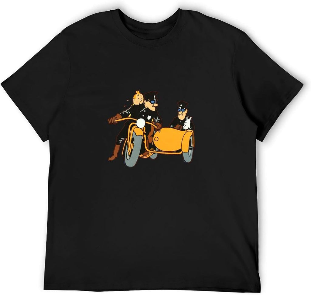 Men's Tin-Tin and Transportation T-Shirt Black, Black, L