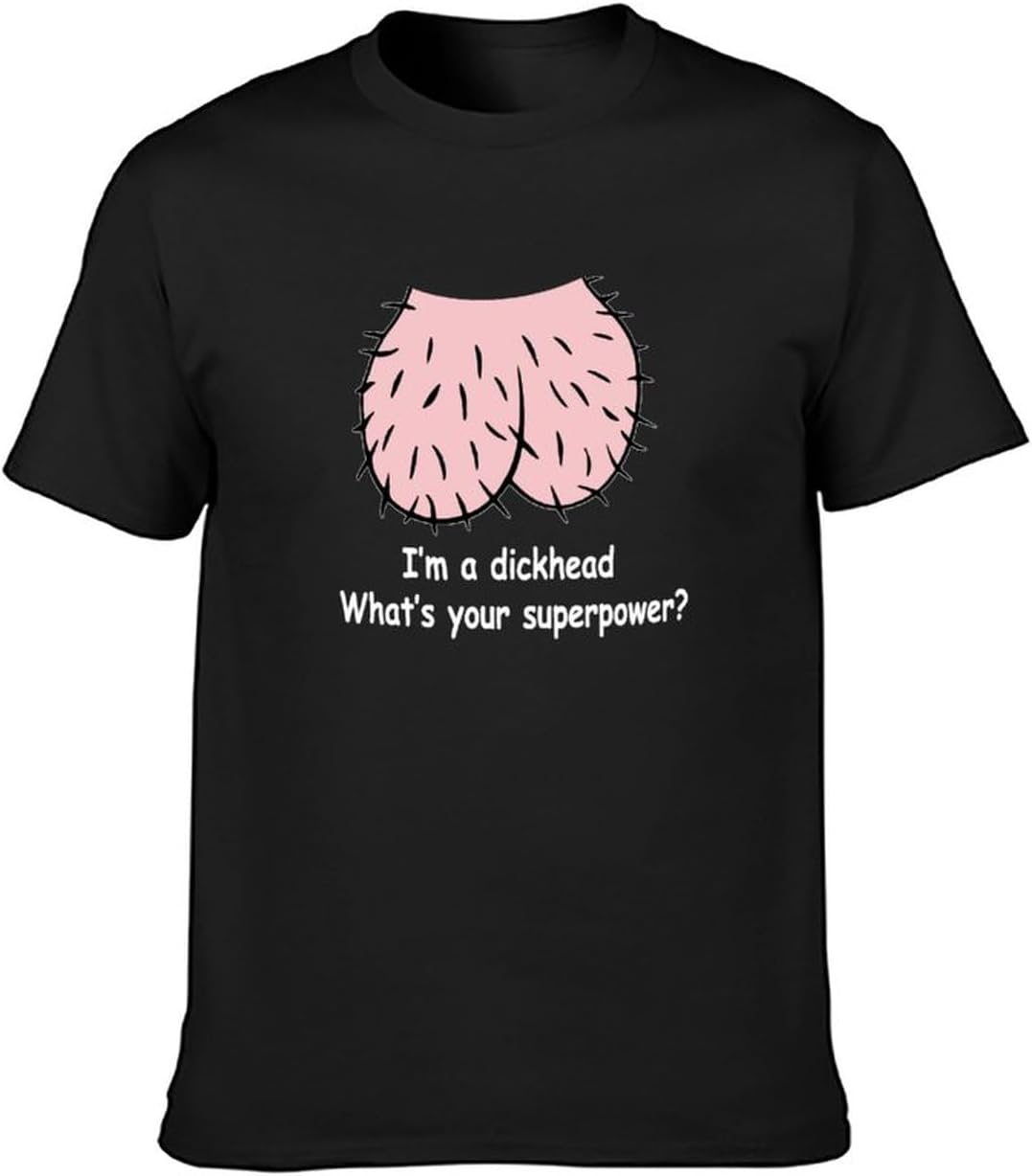 Men's Round Neck T-Shirt Dick Head Stag Doo Do Joke Penis Outfit Classic Style Black