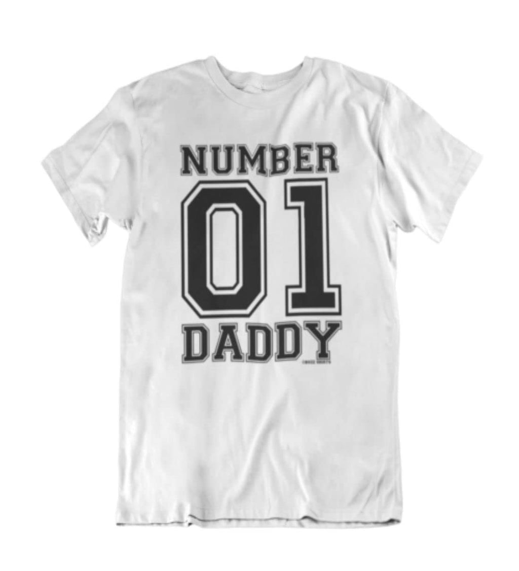 Wein Number 01 Daddy and Son Dukes Style Mens Organic Cotton T-Shirt Dad Baby Boy Eco