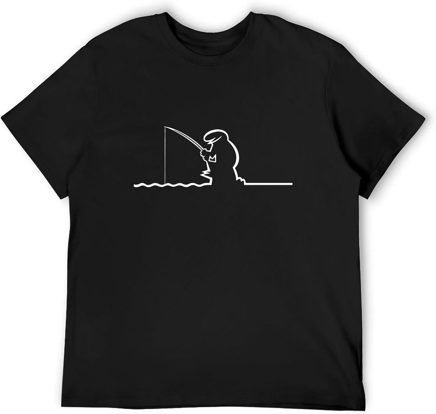 Funny La Linea Men's Short Sleeve Fishing T-Shirt Animation Art Comedy T-Shirt Streetwear Men's Preshrunk Cotton T-Shirt Black T-Shirt