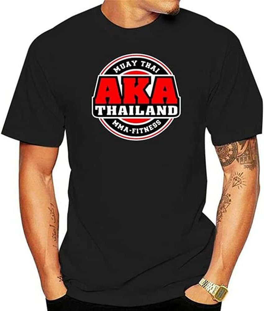 AKA Thailand Gym Muay Thai Black White Men T-Shirt Black