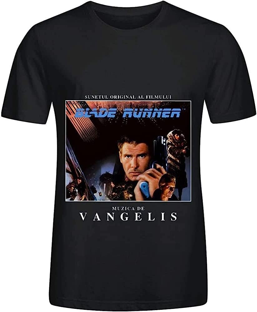 Va@nge@lis Men's Blade Runner Rock Print Crew Neck T-Shirt XL Black