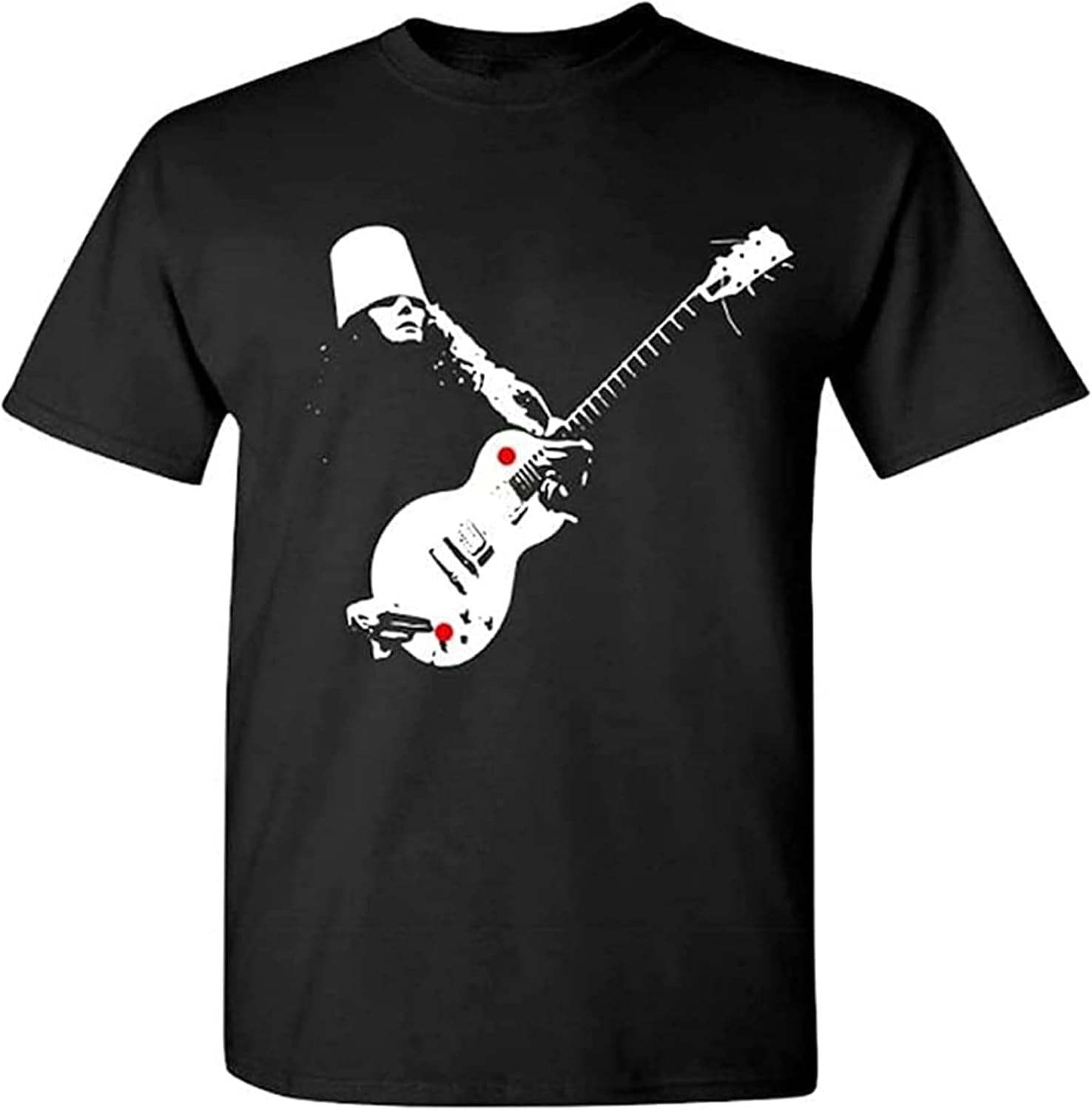 Black Tee Buckethead Play Guitar Cotton Vintage Gift Men's T-Shirt