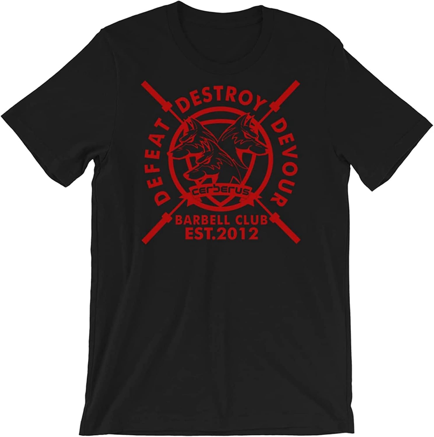 Cerberus Strength Barbell Unisex Graphic T-Shirt Mens Cotton Casual Black Tee Shirt L