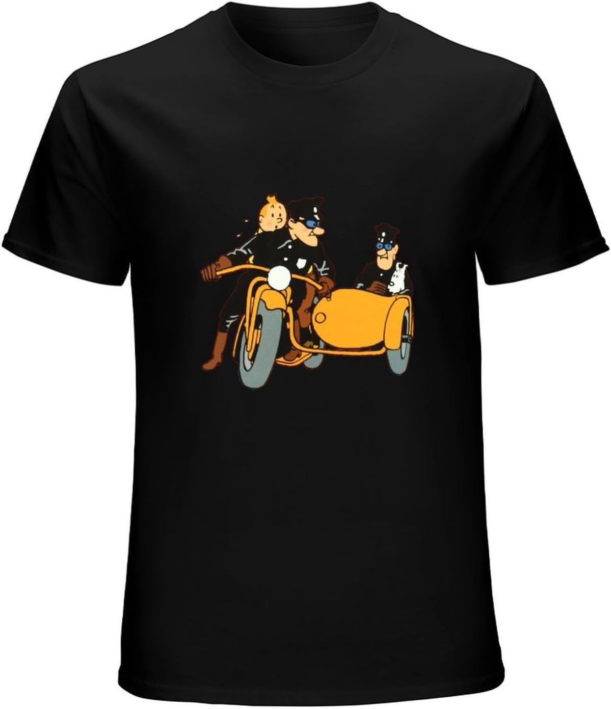Men's Tin-Tin and Transportation T-Shirt Black, Black, L
