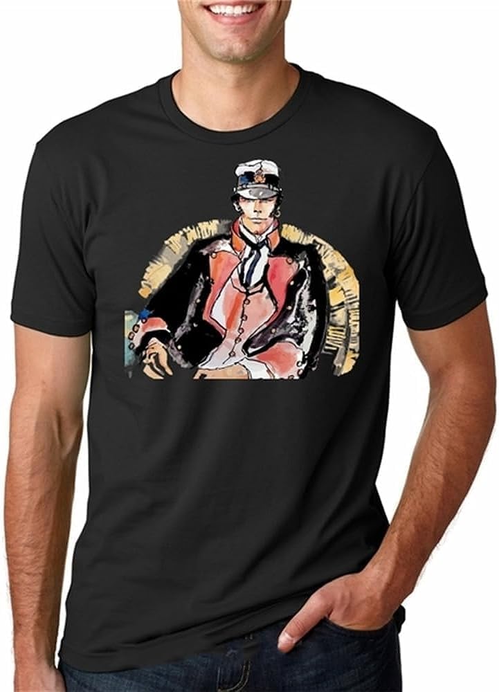 KEGO Men's Funny T-Shirt Captain Corto Maltese Graphic T-Shirt Black