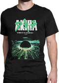 Akira Green Japanese City Explosion Casual 100% Cotton Tee Shirt Short Sleeve T Shirts Round Collar Clothing Party Black