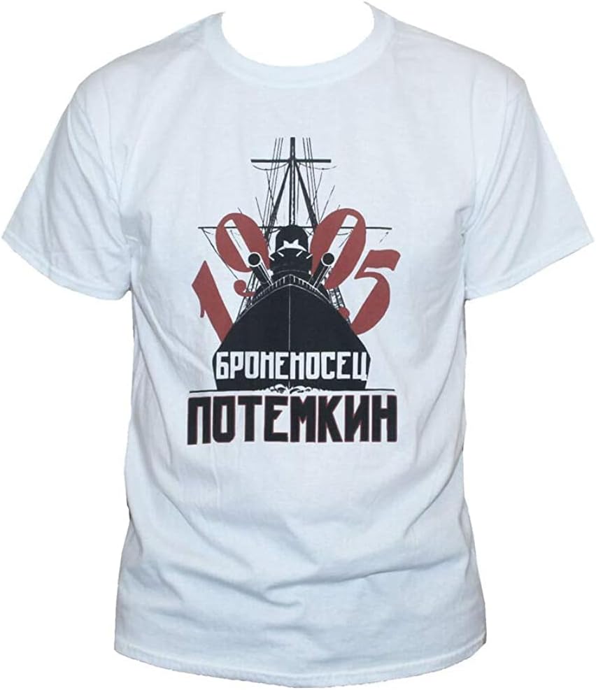 Battleship Potemkin T-Shirt Eisenstein Cult Russian Movie Tee White Graphic Tee Mens Shirt S-3XL