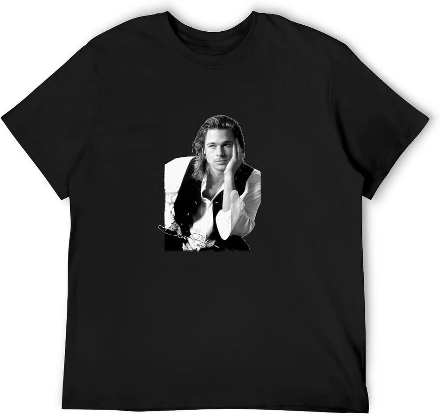 Brad Pitt Celebrity T-Shirt Black Graphic Unisex Tee Shirt L