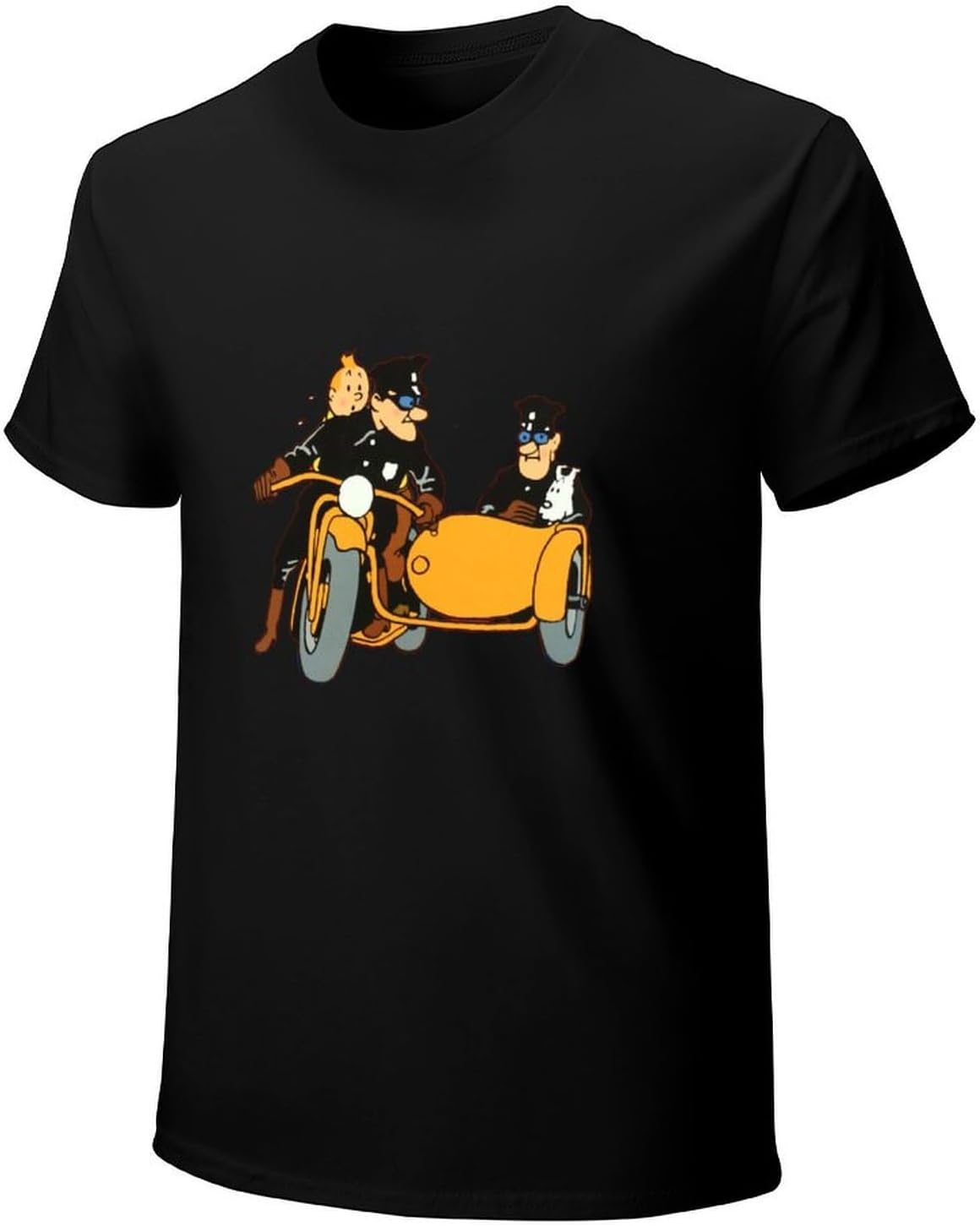 Men's Tin-Tin and Transportation T-Shirt Black, Black, L