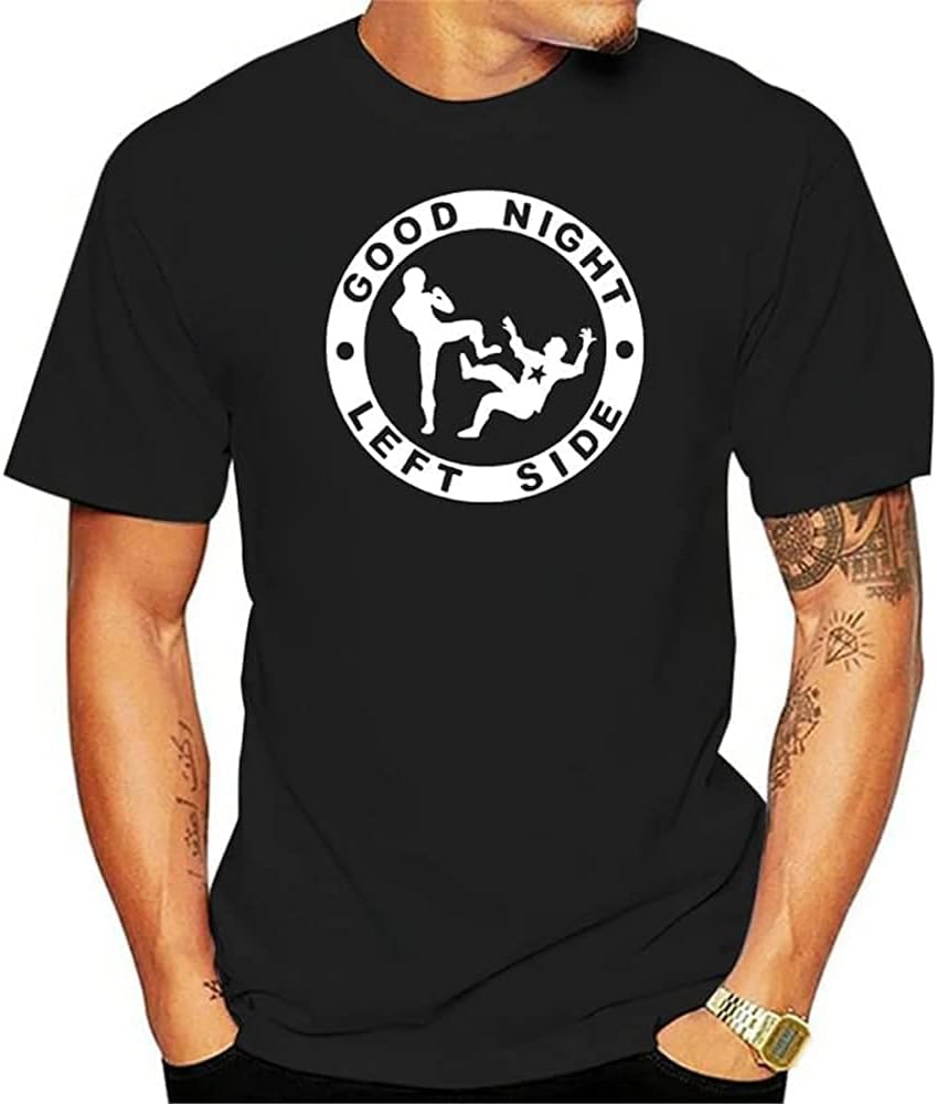 Good Night Left Side T Shirt Men Short-Sleeve Tee Novelty Funny Graphic Tshirts Fashion Streetwear Ropa Hombre Camisetas Black