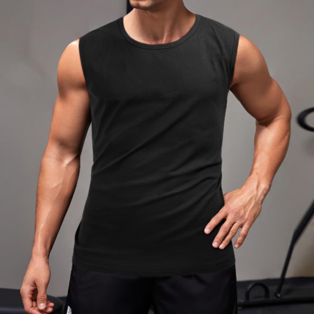 Fruits Basket Men's Tank O-Neck Tops 100% Cotton Unisex Vests Sleeveless Black, Black, 3XL