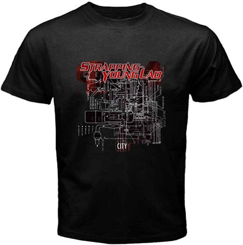 dubbel Strapping Young Lad City Men's T-Shirt Size S to 3XL Black L, Black