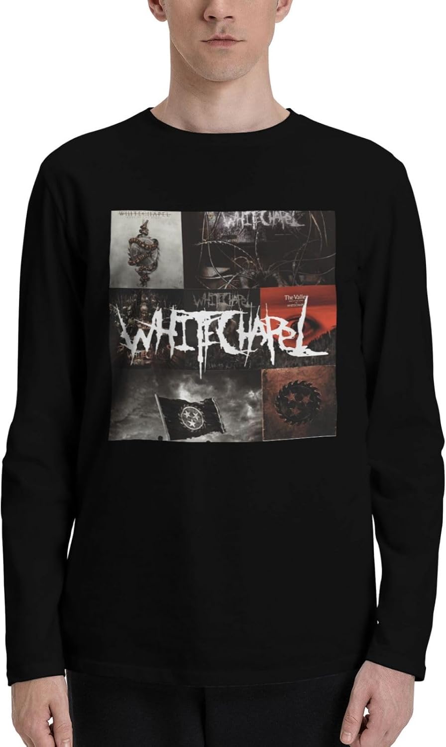 White&Chapel Band Men T Shirts Classic Long Sleeve Sports Fishing Crewneck Black T Shirt X-Large