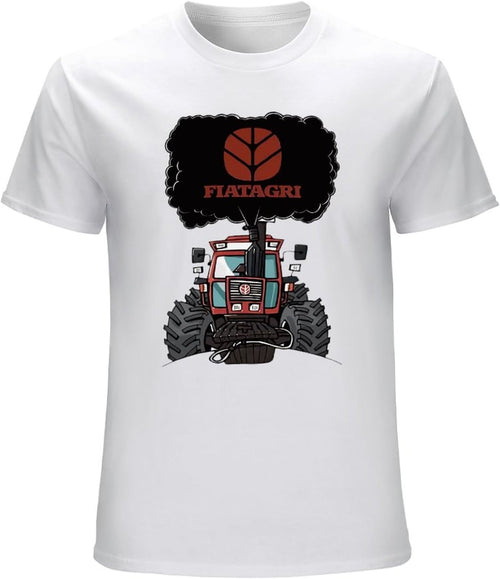 100% Cotton Sportswear Tee Plus Size Men's T-Shirt Fiatagri Tractor White Fashion Funny, white, 3XL