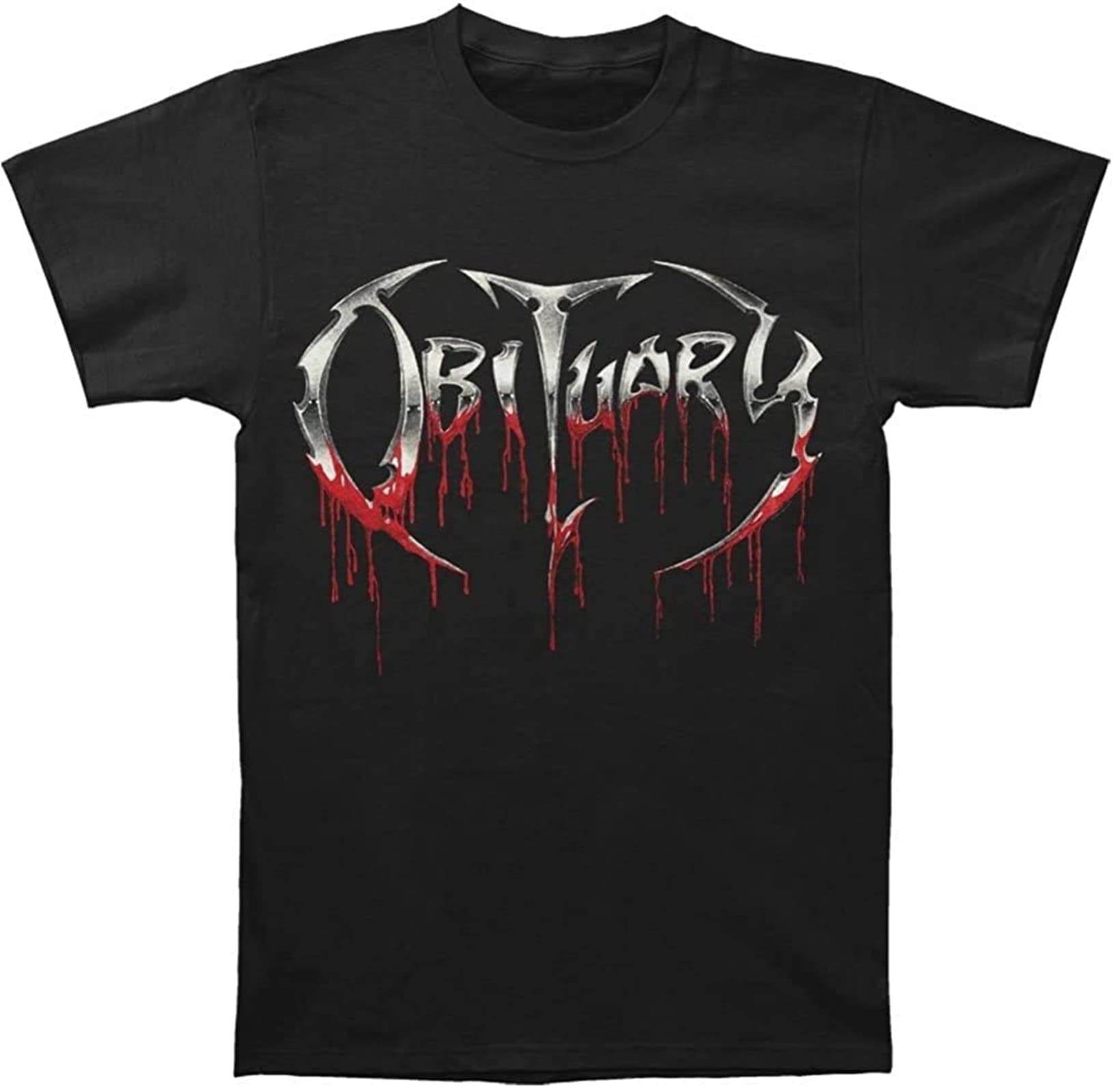 Obituary Men's Fashion Bloody Logo Black Cotton T-Shirt