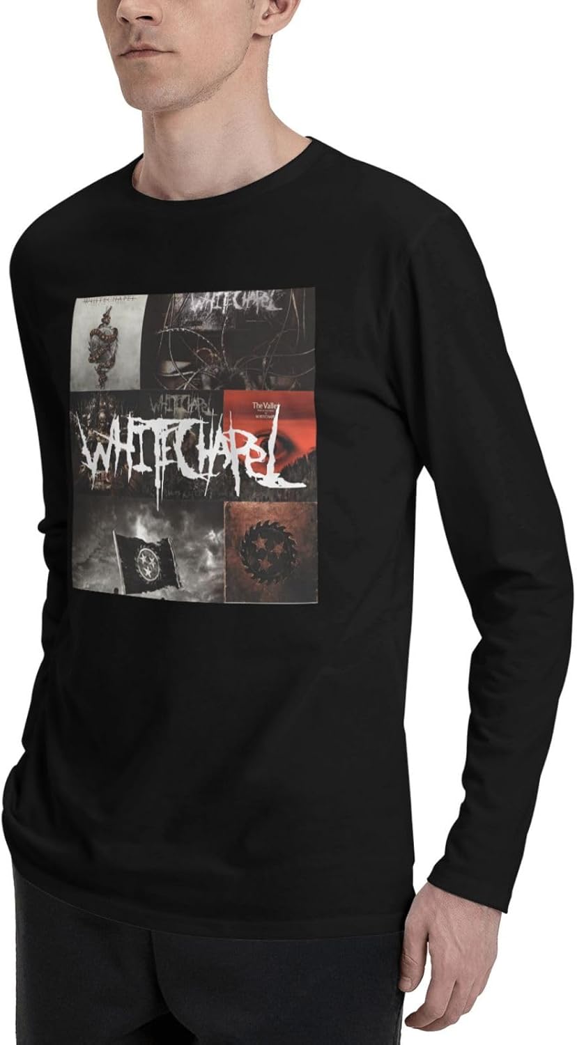 White&Chapel Band Men T Shirts Classic Long Sleeve Sports Fishing Crewneck Black T Shirt X-Large