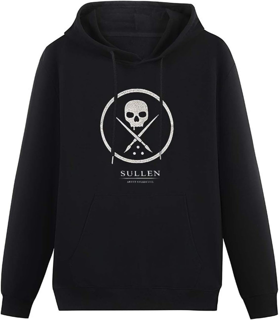 Men Skate Hip Hop Skull Sullen Erosion Hoodies Long Sleeve Pullover Loose Hoody Sweatershirt Black, Black, 3XL