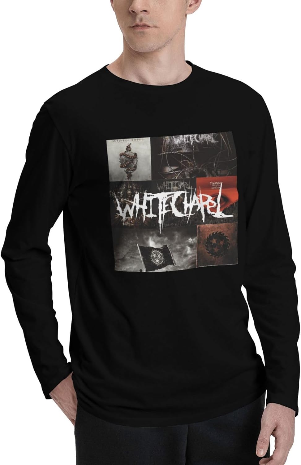 White&Chapel Band Men T Shirts Classic Long Sleeve Sports Fishing Crewneck Black T Shirt X-Large