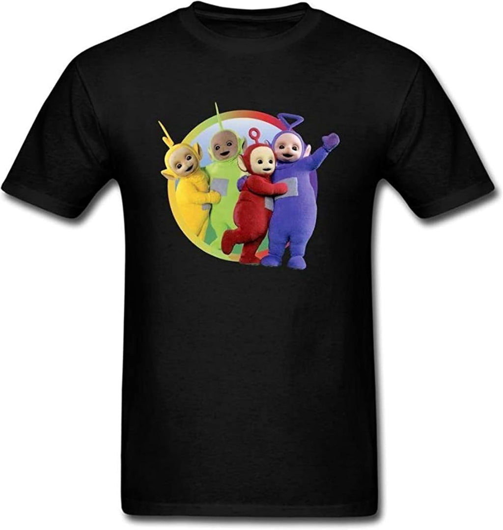 Men's Teletubbies Group StickerShort Sleeve T Shirt Sarge Size XL, Black