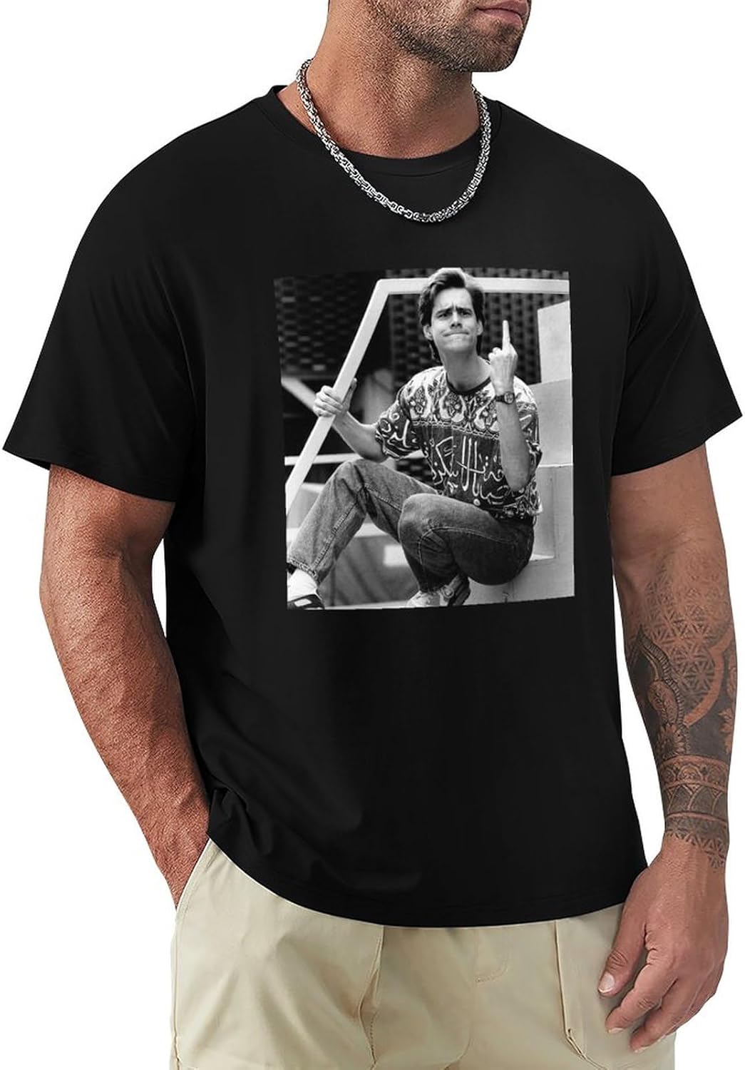 Jim Carrey Men's T-Shirt Black Graphic Unisex T-Shirt, Black, XL