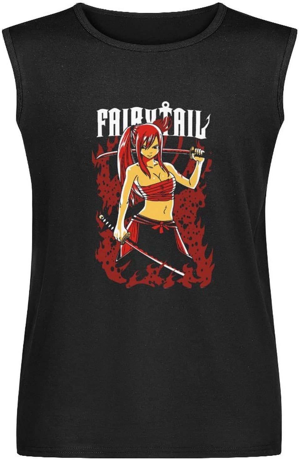 Erza Scarlet Fairy Tail Vest Tank T-Shirt Black Unisex Mens Sleeveless Tops Tees M