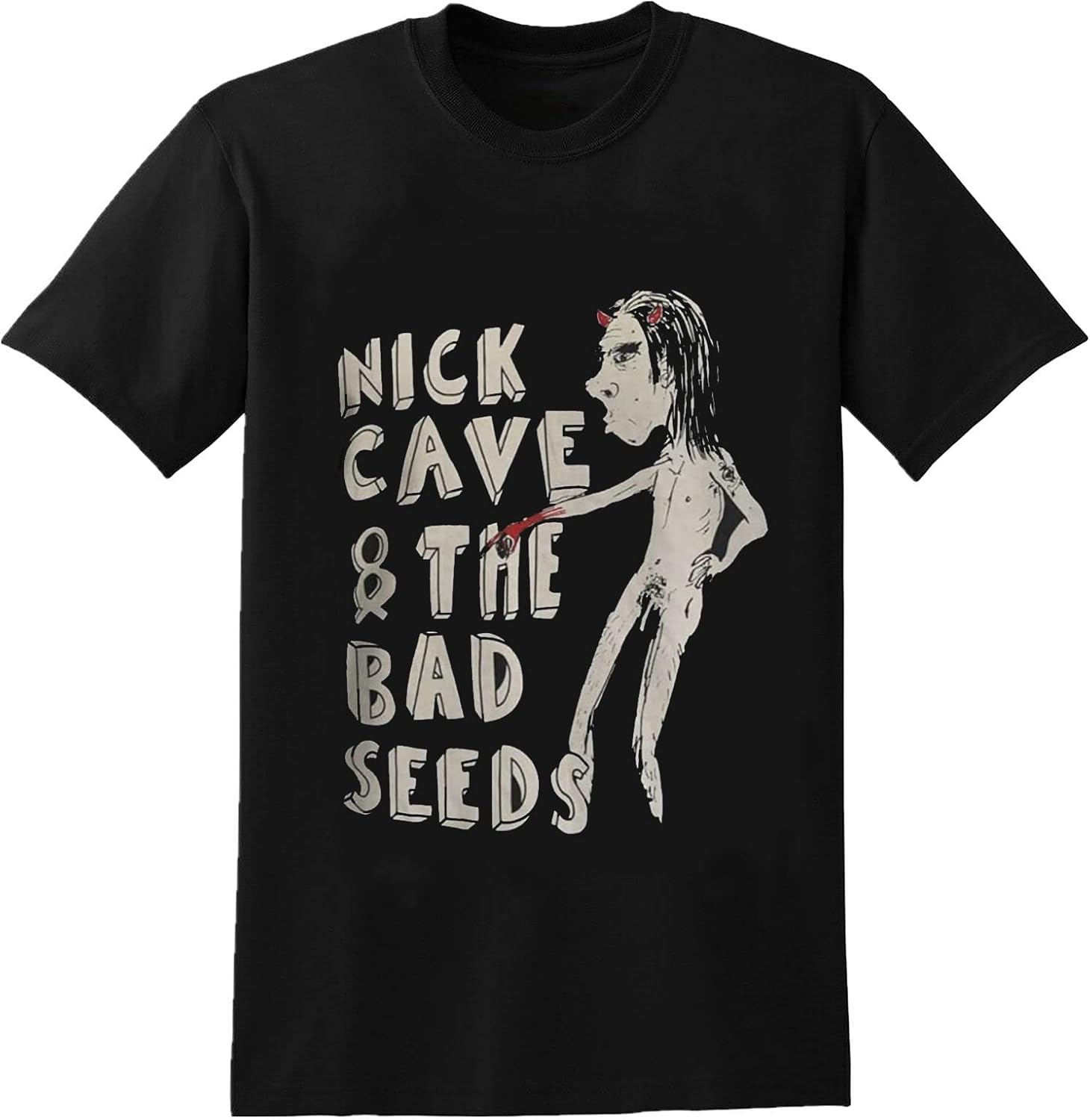 Nick Cave and The Bad Seeds T-Shirt Men's Summer Crew Neck Tops Casual Short Sleeves Tee Black XL