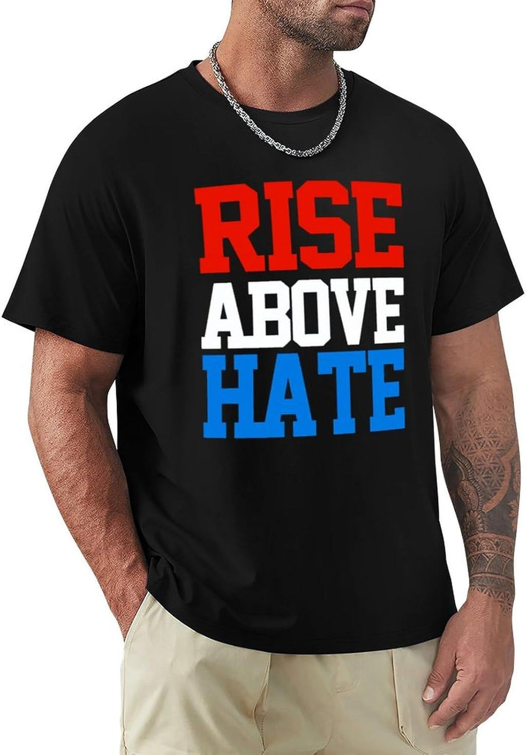 Men's Jo%Hn Cena Rise Above Hate Cotton T-Shirt, Black, L