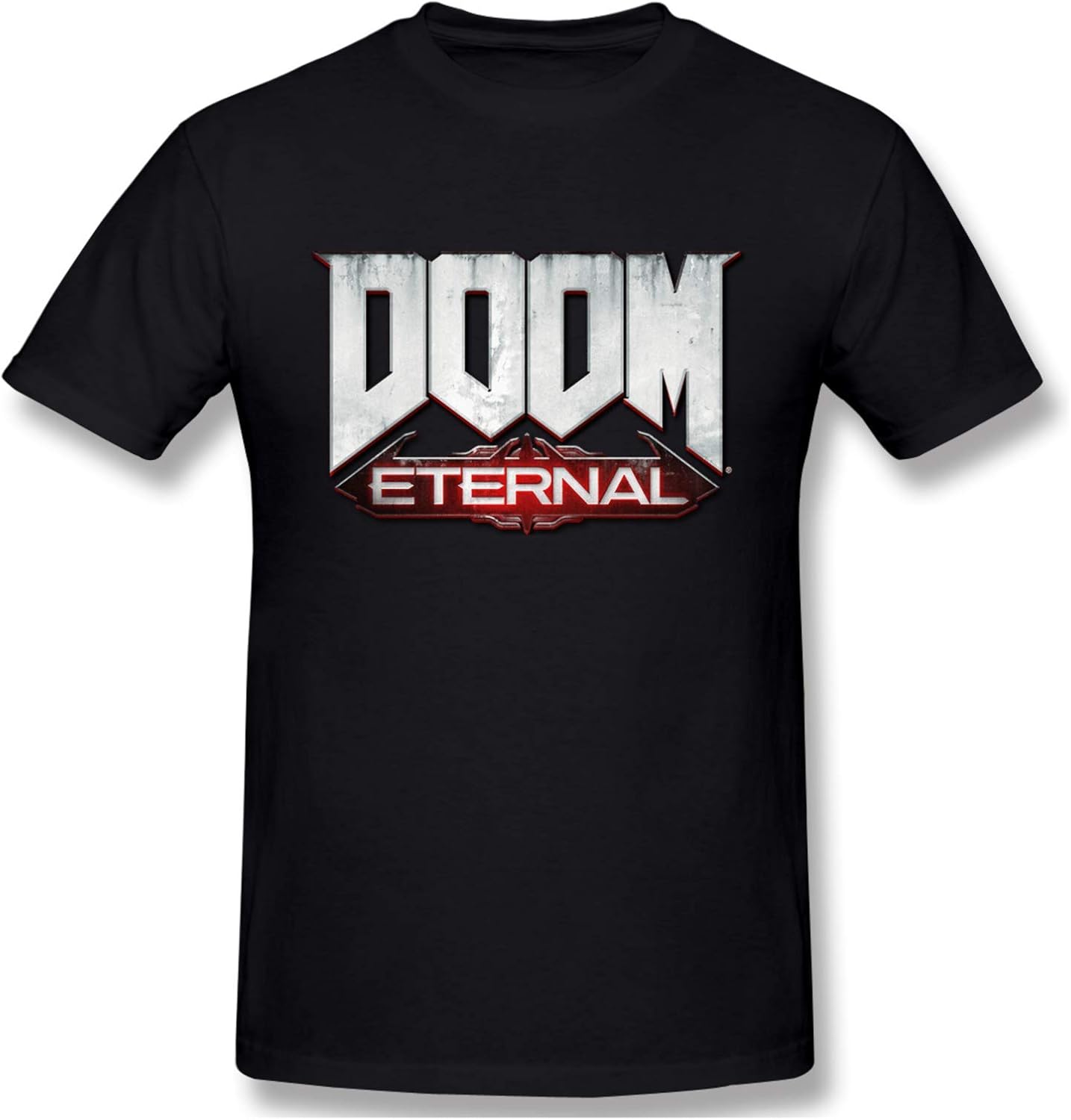 Doom Eternal Men's Basic Short Sleeve T-Shirt Fashion Printed Casual Short Sleeve Cotton Black, Black, XL