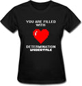 Men's Undertale You are Filled with Determination Red Heart T-Shirt Unisex Black Tee M