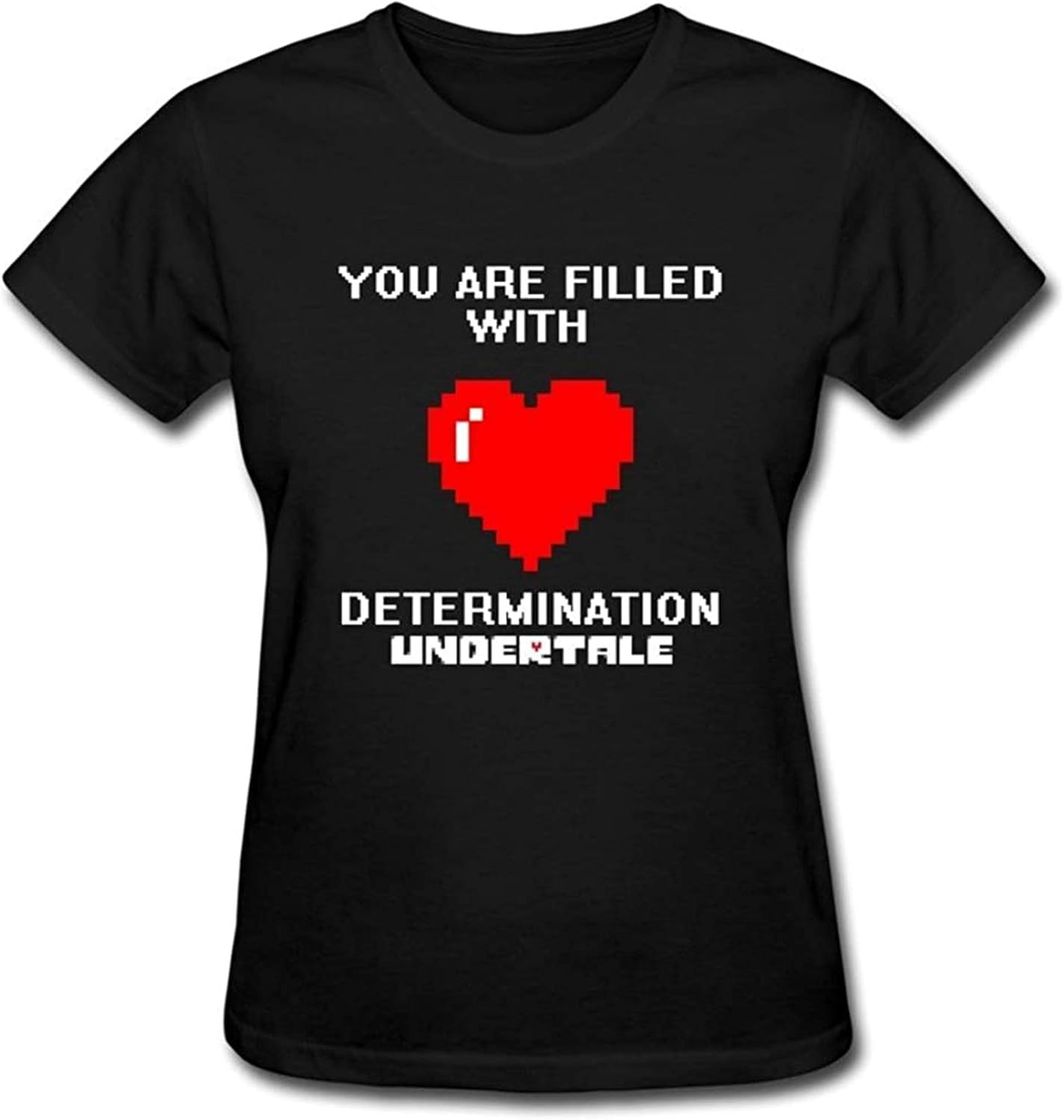 Men's Undertale You are Filled with Determination Red Heart T-Shirt Unisex Black Tee M