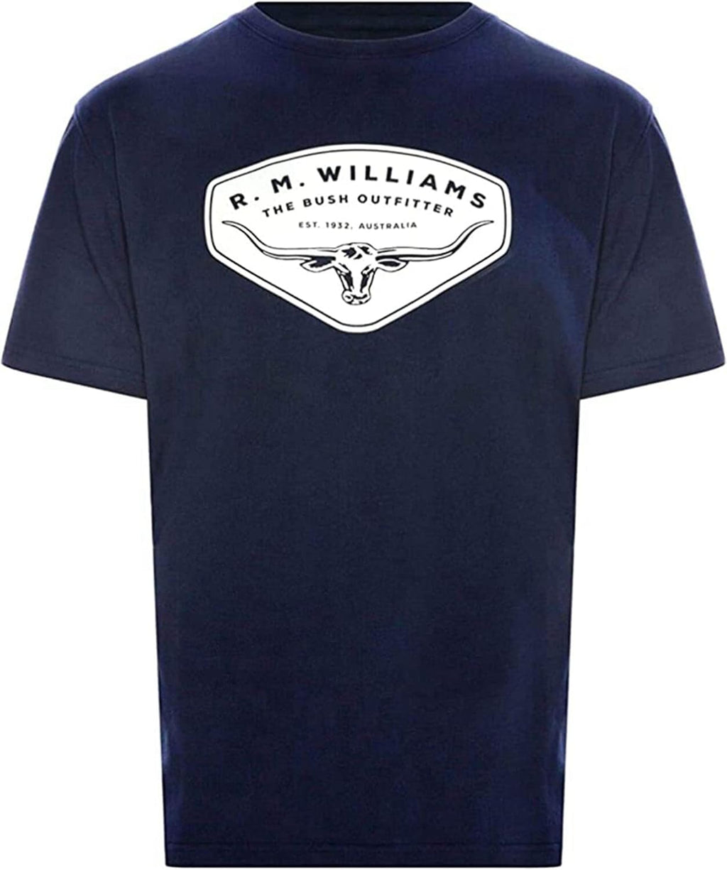 JINQIN RM Williams Shield T-Shirt - RRP 49.99 - Free Post Navy Blue L, Navy Blue