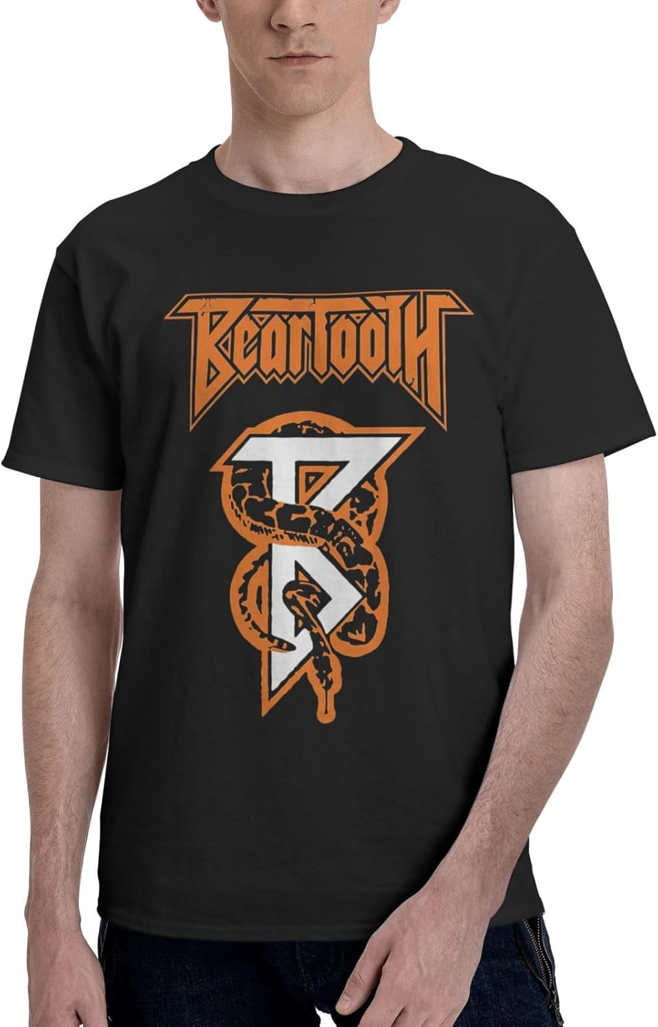 Bear&Tooth Band Mans Crewneck Tee Popular Short Sleeve Outdoor Gym Workout Sweatshirt Black 5X-Large