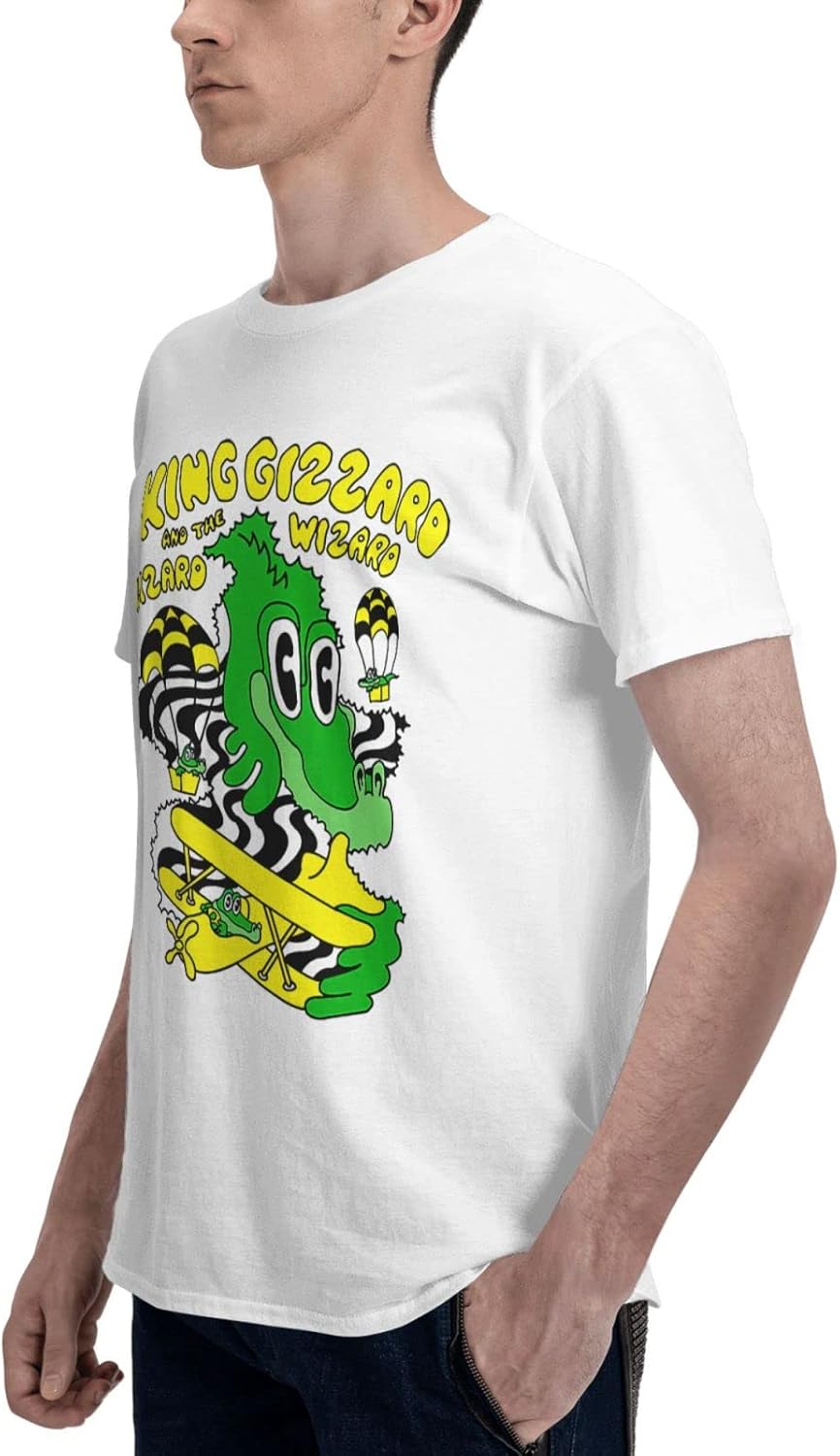 King Gizzard and Lizard Wizard Band T Shirt Men Fashion Short Sleeve Tops Summer Casual Tee X-Large White