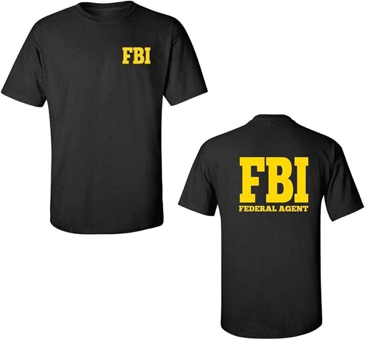 ZHUANG FBI Federal Bureau of Investigation Front & Back Men's 2 Sides T-Shirt Black