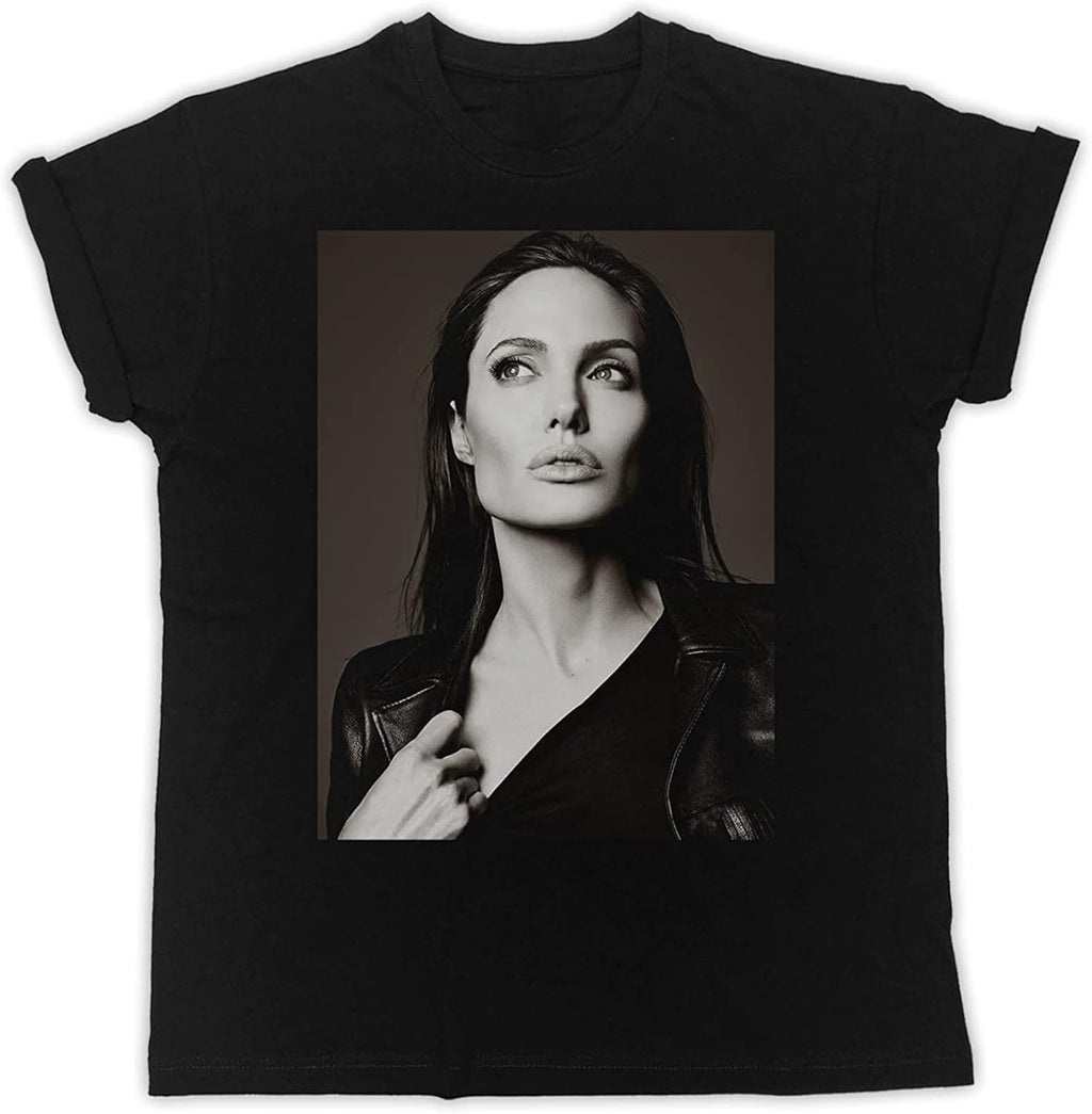 Angelina Jolie Poster T-Shirt Mens Unisex Black Tees M