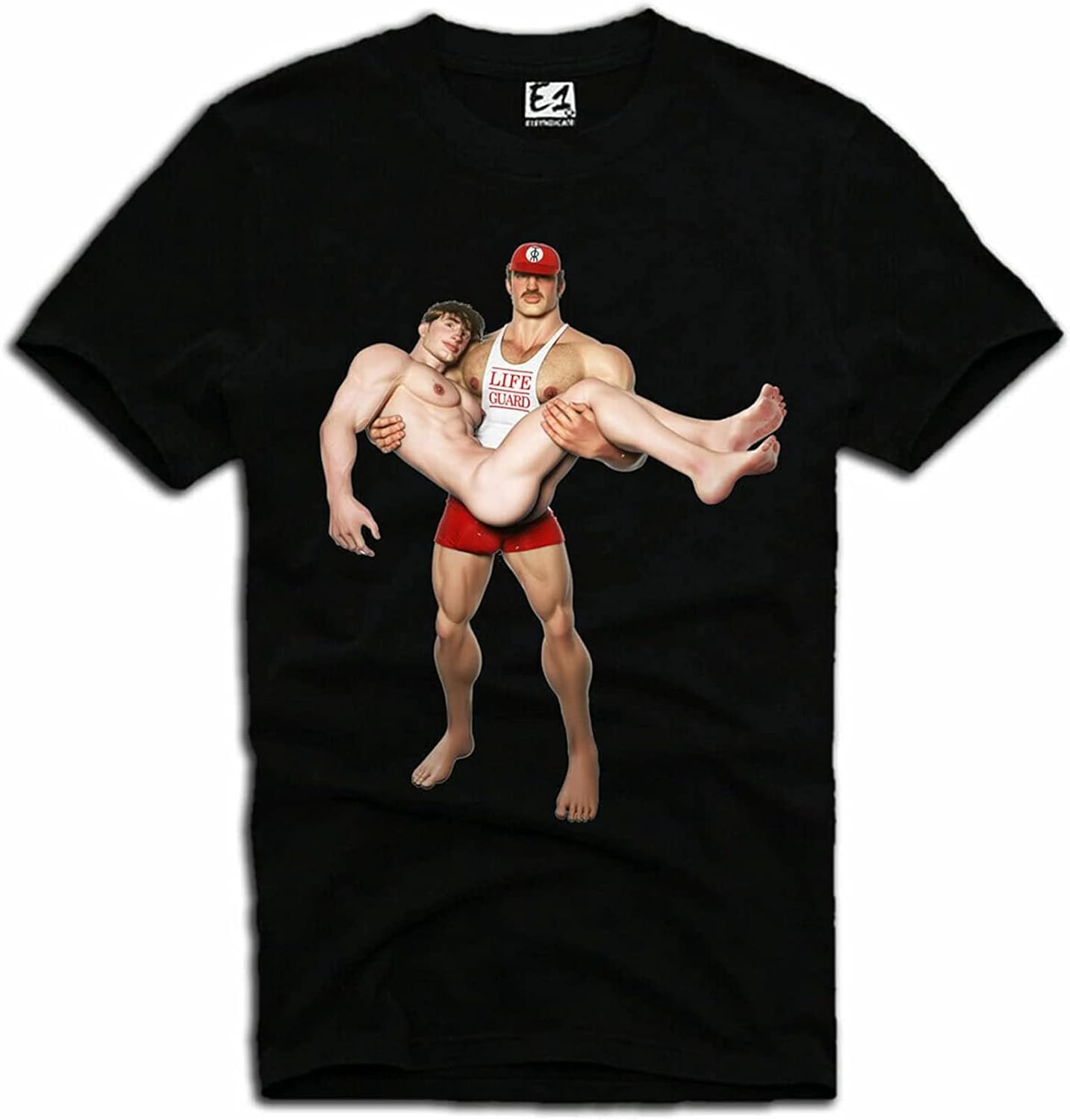 Life Rescue Guard Gaywatch Tom of Finland LGBT Male Gay Boyfriend T-Shirt Black Graphic Unisex Tee Shirt S