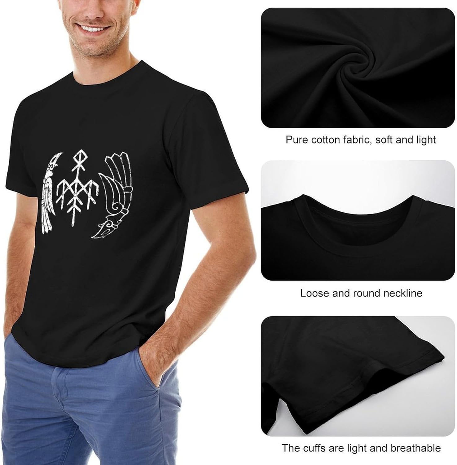 Wardruna â€?KVITRAVN (Organic TS) Short Sleeve T-Shirt Black, Black, XL