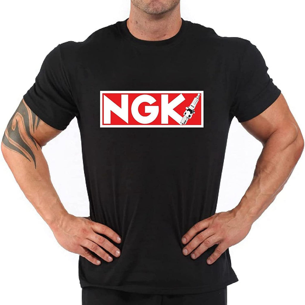 White Mens t Shirt Auto Moto' NGK Spark ' X-Large