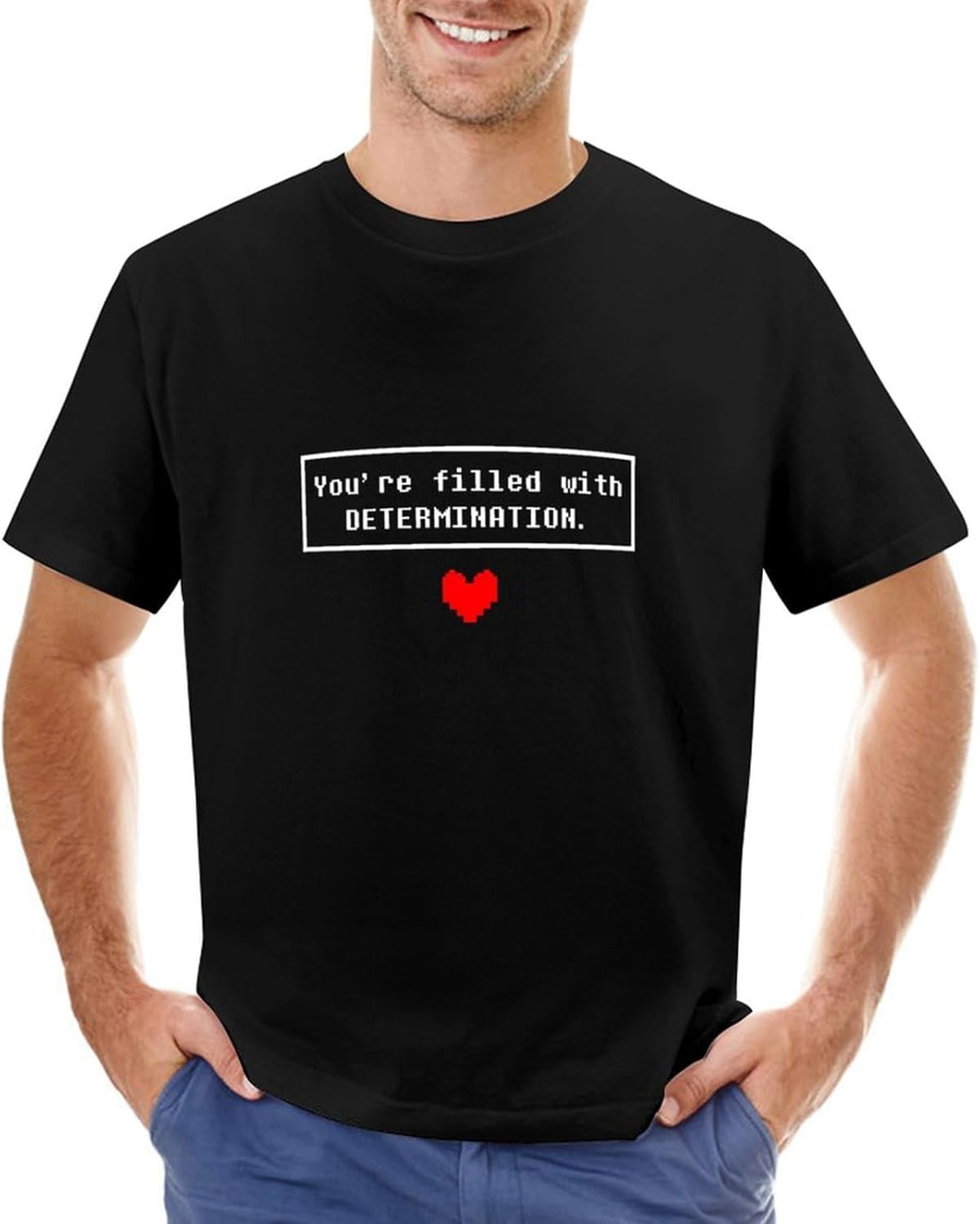 Men's Fashion Undertale Determination Summer T Shirt Short Sleeve L