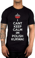 Men's I Can't Keep Calm I'm Polish Kurwa Poland T-Shirt Lewandowski Polska Gift Idea Black 3XL