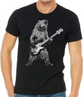 Black Tee Bear Playing Bass Guitar Men's T-Shirt