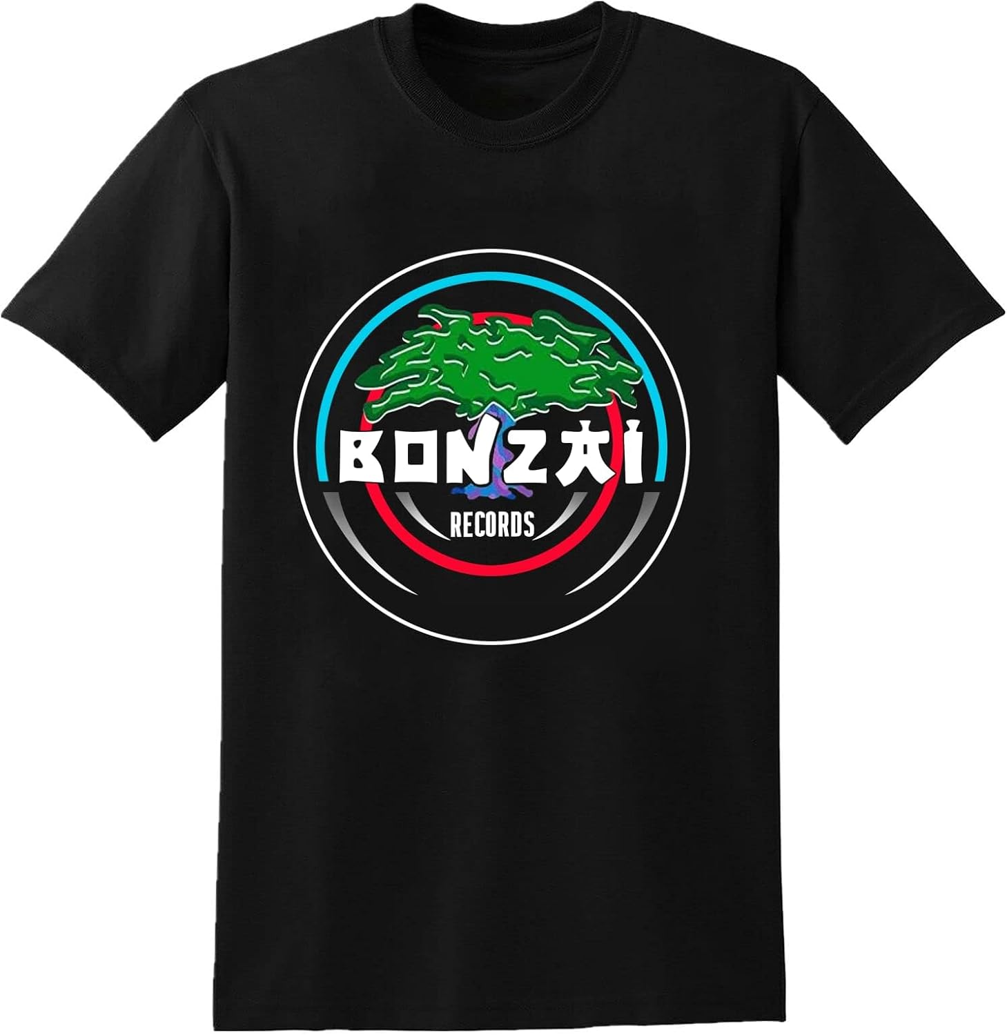 Bonzai Records Techno Trance Hardcore Mens T-Shirt Black Graphic Unisex Tee Shirt L, Black, L