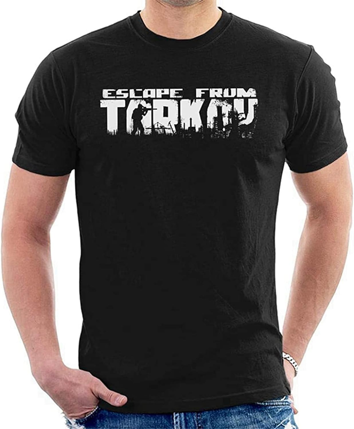 JUNZI Escape from Tarkov Text Men's T-Shirt - XL, Black