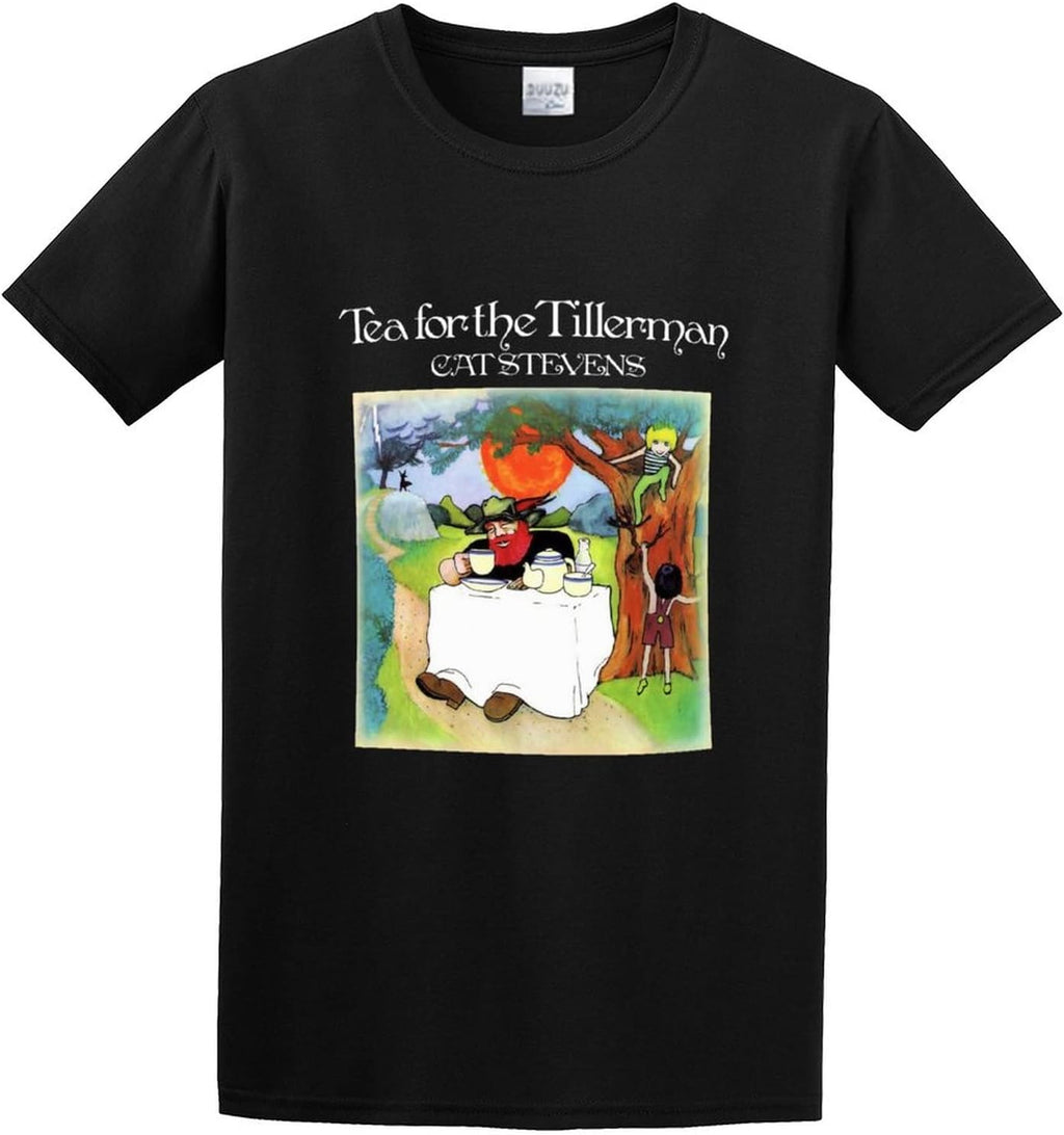 Men's Classic T-Shirt Cat Stevens Tea for Tillerman Music Legend Black Cotton Tee
