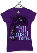 Womens Alice in Wonderland T Shirt - We're All Mad Here - XL (14-16) - Heather Purple, purple, XL