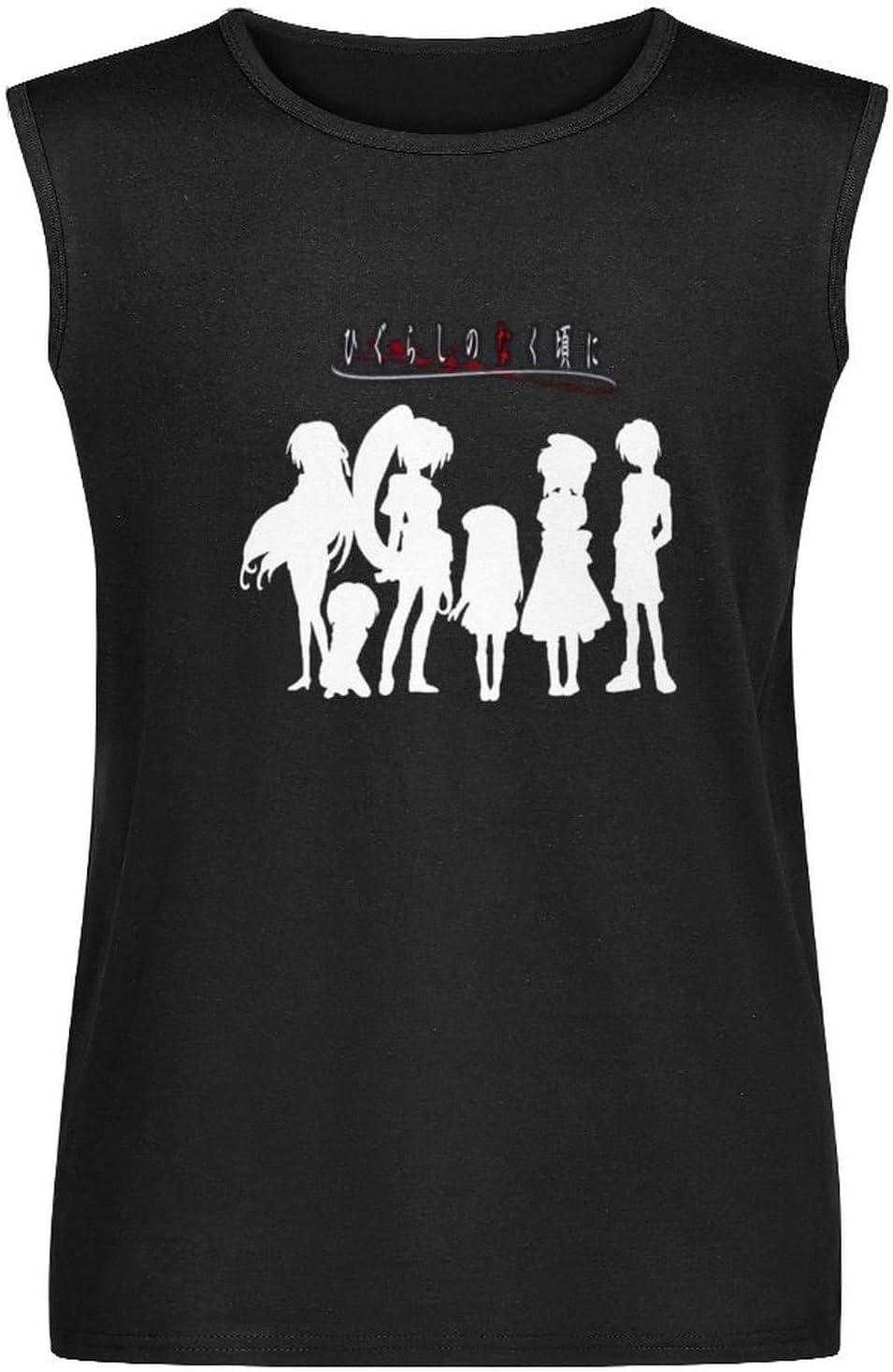 Fruits Basket Men's Tank O-Neck Tops 100% Cotton Unisex Vests Sleeveless Black, Black, 3XL
